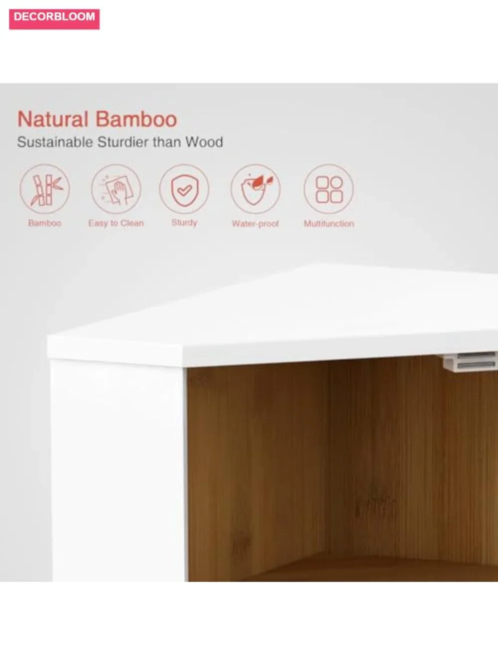 Corner Bread Box Double Layer Bamboo Kitchen Storage with Acrylic Window
